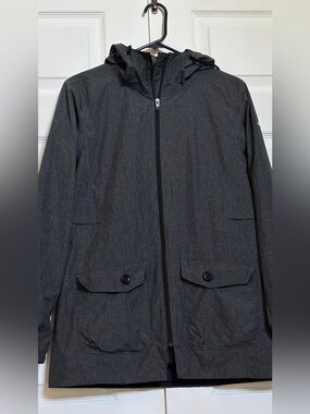 Columbia Omni-Tech Hooded Rain Jacket Mens M Gray Waterproof Breathable Coat